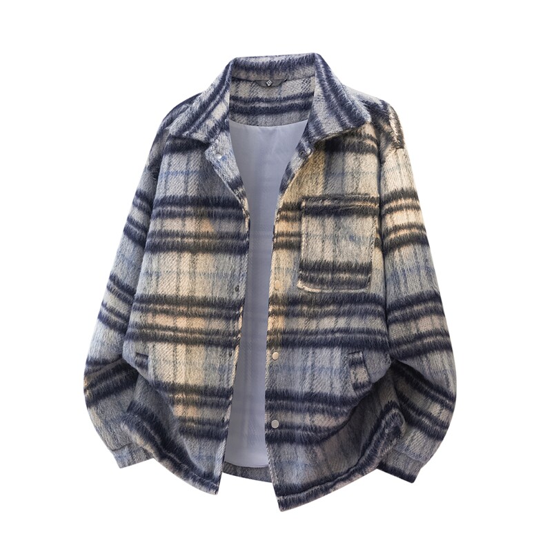 短款加厚毛呢大衣男风衣格纹小香风西装外套JK2183-P90加棉P100,男装西服套装,星座210-1