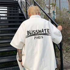 电商DSA028-DXP1366100聚酯特P25新款港风潮流印花短袖衬衫男，男装T恤，电商A028