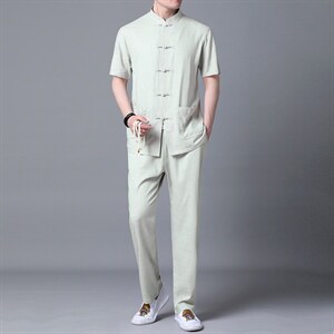 BETZ08钱塘2020-2夏季亚麻男士短袖中式唐装套装精品P115，男装中老年男装，钱塘207-2