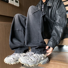 港风美式日系复古水洗做旧设计感阔腿牛仔裤XZ213-NZ335-P60控78，男装牛仔裤，星座213