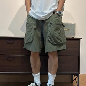 日系复古水洗做旧工装短裤男宽松直筒clean休闲五分裤LD8011-p49图片