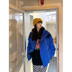 工装棉服男女款宽松百搭立领拼接面包服冬装新款情侣棉衣图片