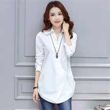纯棉中长款加绒衬衫女长袖遮屁股秋冬显瘦时尚洋气打底上衣衬衣女，女装衬衫，风姿绰