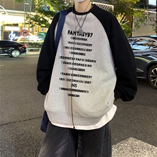 港风新款秋季时尚百搭宽松字母印花潮流卫衣WY614P48控68，男装卫衣，电商A268A