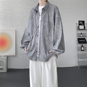 衬衫男春季新款港风宽松大码扎染肌理感长袖衬衣CS7012-P38图片