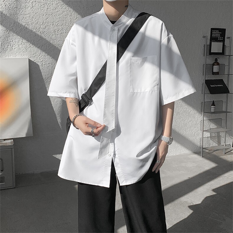 明星私服学院风条纹衬衫搭配可拆卸领带英伦风条纹打底衬衫P38,男装衬衫,电商B319