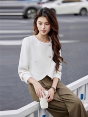 时尚气质小香风外套女春秋2025新款小个子显瘦减龄翻领短上衣，女装短外套，婵米儿