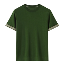 男款夏季简约百搭舒适休闲圆领撞色短袖，男装T恤，昭美羊绒