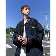 秋款男立领夹克条纹字母印花宽松外套Jk0517P55，男装夹克，星座1013-1