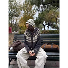 网图现货美式牛角扣开衫毛衣男情侣慵懒针织衫外套潮2519/P60，男装针织衫/毛衣，星座205-3