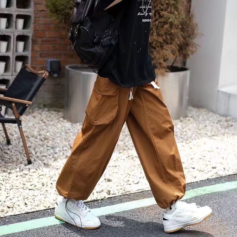 日系百搭工装裤男春秋宽松直筒休闲韩版潮牌束脚九分裤KK350-40,男装工装外套,星座911-3