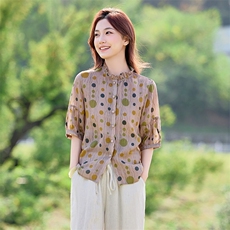 2026年春季女短袖宽松亲肤透气常规，女装衬衫，江南依恋