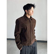 S296-P65简约新款时尚百搭原宿流行潮流高质量鹿皮绒双层夹克，男装夹克，电商B323A