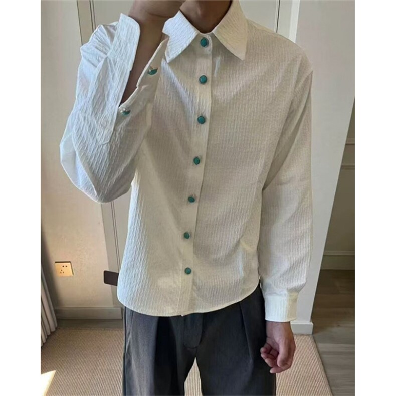 春秋长袖男衬衫休闲百搭男衬衫男士商务修身款男衬衫白色CA51,男装衬衫,星座1116A（原606A-3）
