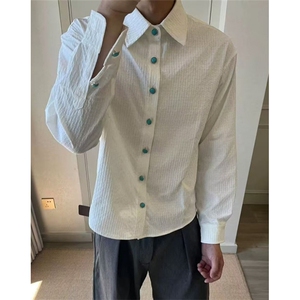春秋长袖男衬衫休闲百搭男衬衫男士商务修身款男衬衫白色 CA51图片