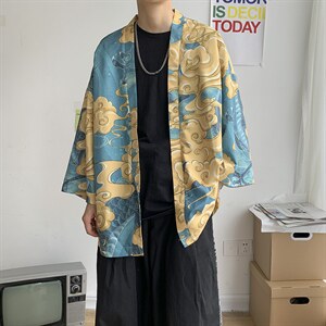 仙鹤龙港风日系潮外套防晒服和服开衫薄款半袖道袍防晒衣 F12/P40图片