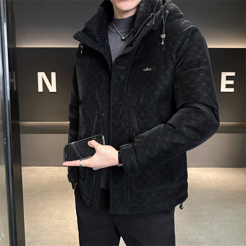 冬季新品男士字母皮羽绒服连帽就品质【标50绒】,男装羽绒服,星座414（原B263）