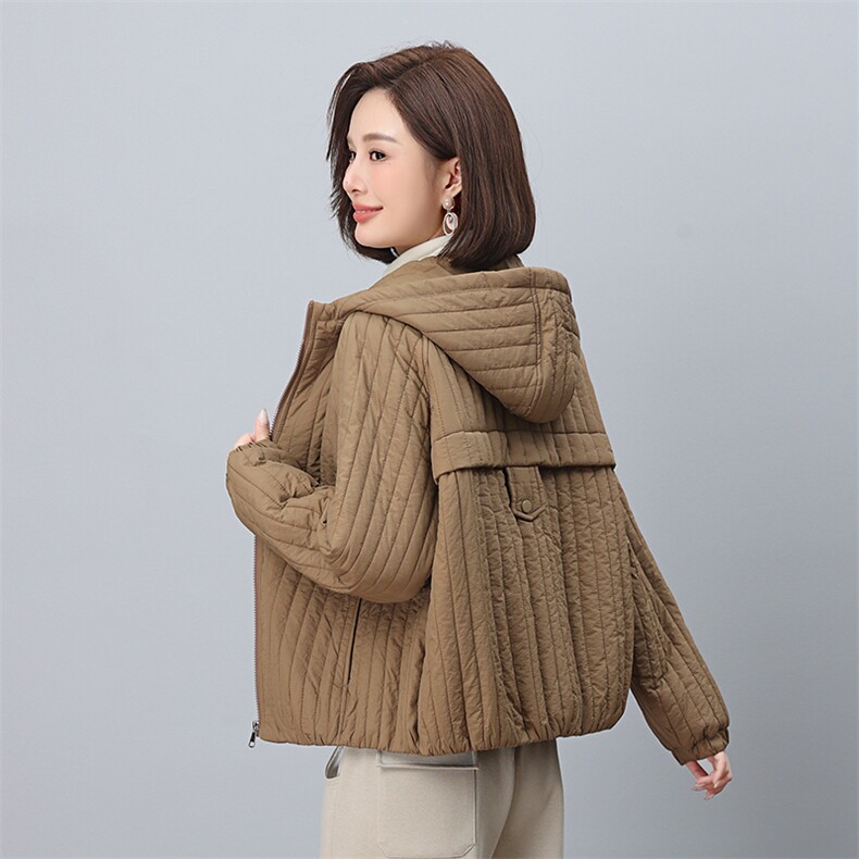 时尚显瘦竖条纹棉服宽松百搭保暖外套,女装棉衣/棉服,叶笙衣