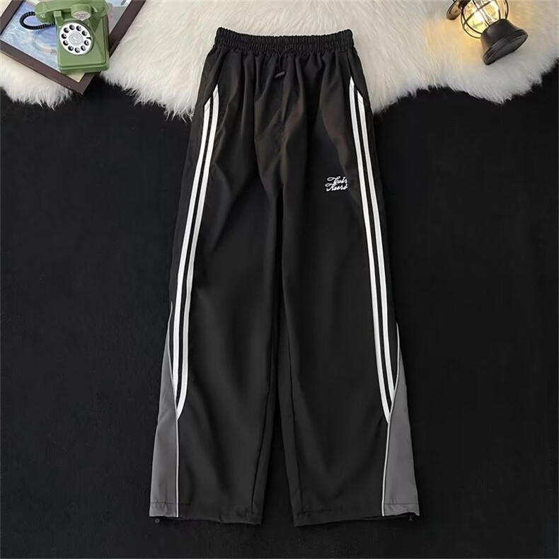 美式复古休闲裤男夏季条纹运动裤垂感束脚裤宽松阔腿裤B877-p38,女装休闲裤,星座1008-2