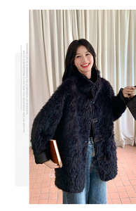 皮毛一体加厚环保皮草上衣女冬气质高端加厚皮衣外套图片
