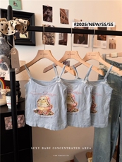 美式辣妹吊带背心女夏季可爱蝴蝶结短款设计感上衣外穿，女装背心吊带，梦白服饰厂