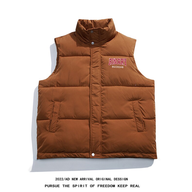 白底22秋冬新款时尚印花羽绒马甲休闲外穿无袖外套MJ106P115控158，男装背心/马甲，电商A247-1