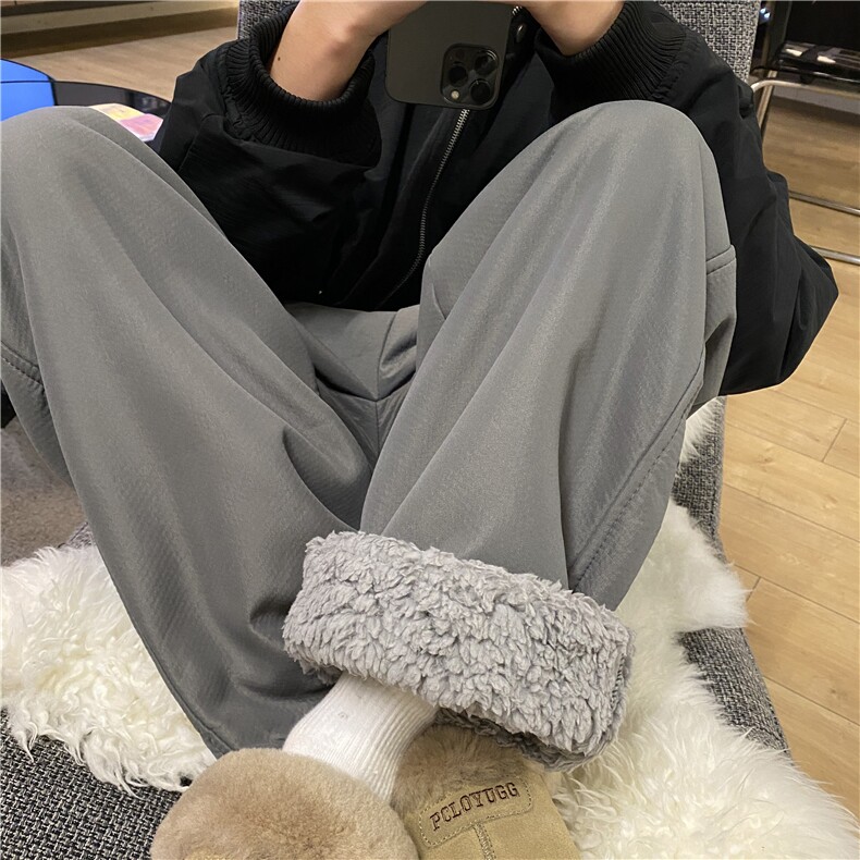 新款羊羔毛男冬季加绒加厚纯色保暖休闲裤B315-K3703-特p40控78,男装休闲裤,电商B315