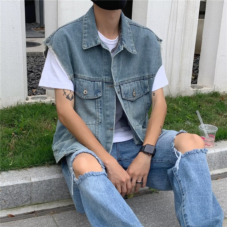 牛仔马甲男韩版潮流高街帅气2024春夏新款ins宽松外套W4832-P53,男装背心/马甲,星座412-3