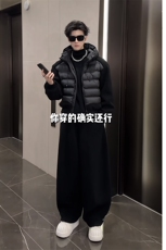 抖音冬季复古摇粒绒连帽棉服阔腿裤套装M363-P127K363-P67(网图，男装棉衣，电商B267