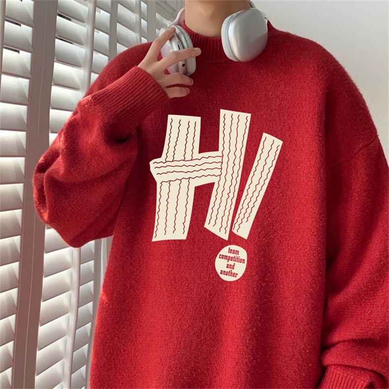 ！23港风宽松大码半高领毛衣圆领针织衫M3143-P45控68加绒+10,男装针织衫/毛衣,电商B370