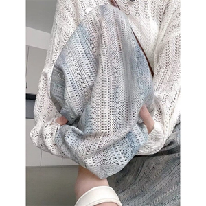 W1017-P53 网图现货 扎染镂空阔腿裤垂感休闲显瘦慵懒冰丝凉凉裤图片