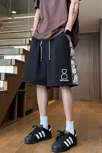 菠萝格拼小熊抖音直播得物品质宽松男五分中裤短裤K203P35控48图片