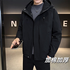 加棉加厚男士秋冬新款连帽青年简约休闲保暖夹克外套NM826-P110，男装夹克，星座310B-3