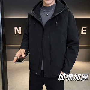 加棉加厚男士秋冬新款连帽青年简约休闲保暖夹克外套NM826-P110图片