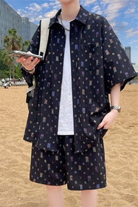 夏季海边沙滩男女同款休闲套装潮牌宽松大码XZ102B-1-TZ2567P55图片