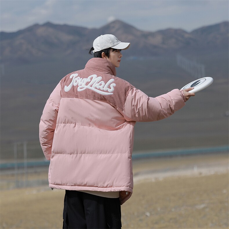 冬季青少年灯芯绒立领拼接外套休闲百搭面包服棉服5302-P78,男装棉衣,电商B306