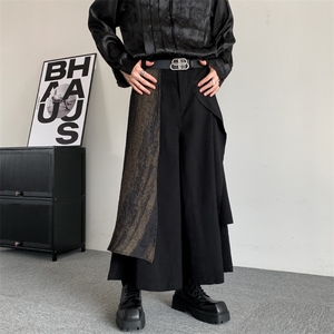 山本耀司暗黑裤子不规则拼接设计西裤男女中式裙裤垂感阔腿西裤图片