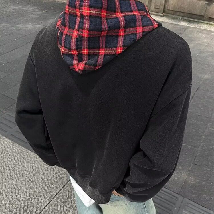 夹克男新款格子内衬休闲外套港风纯色美式立领上衣513AJK2388P57,男装夹克,星座513A