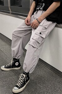 机能工装裤ins港风日系宽松抽绳束脚休闲裤XZ1213-KK10-P55图片