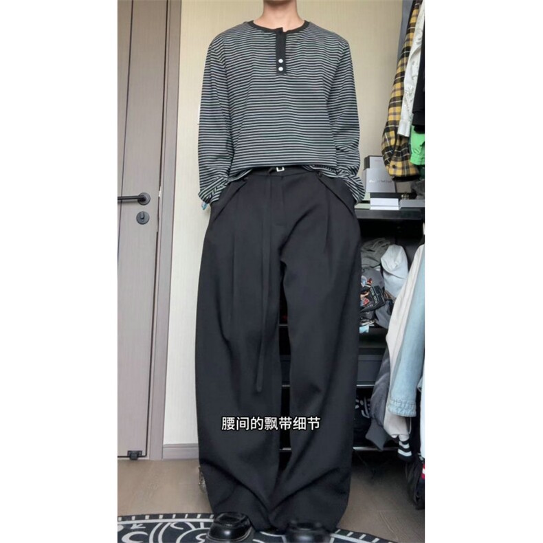 高级感亚麻西裤男女cleanfit宽松老钱风休闲裤504-K263-特P47控88,男装西裤,星座504