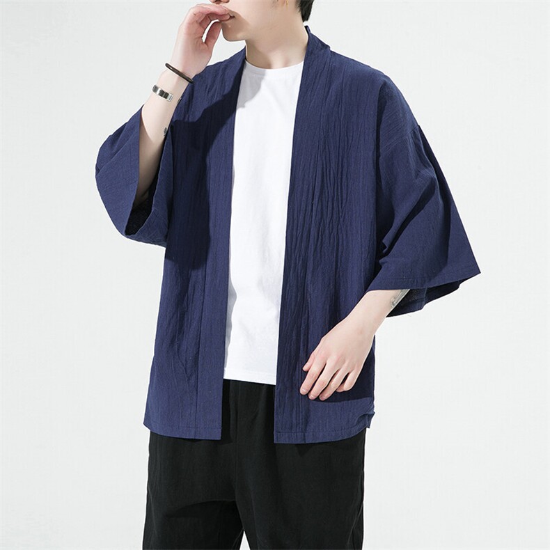 2025风时尚春夏棉麻披风开衫男宽松防晒服小众风衣-666特p25，男装风衣，星座815（原A203）