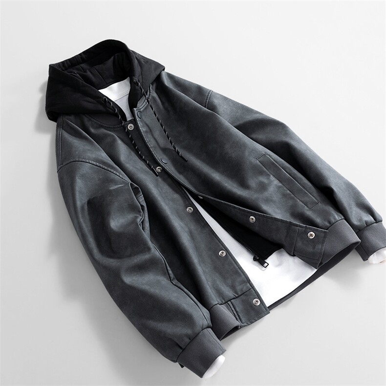 痞帅美式短款机车服潮牌工装假两件皮衣夹克外套157-1-J196-特P85,男装夹克,电商A157-1