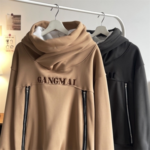 高品质冬款男连帽高领卫衣假两件字母刺绣加绒加厚外套WY87 P65图片