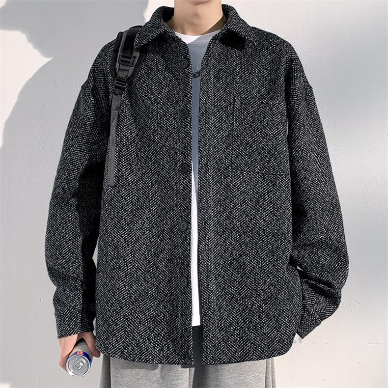 港风宽松小香风百搭翻领夹克外套J2655特P45J2655J加绒特P55,男装夹克,电商A001-1