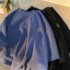 夏季棉麻短袖T恤宽松大码亚麻潮ins半袖刺绣短teeTX07P20，男装T恤，星座417-3