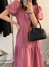 法式泡泡袖连衣裙夏季设计感众温柔高级感初恋裙子，女装连衣裙，香丽迪1