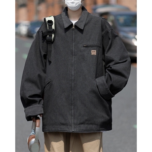 港风秋冬款男夹克衫灯芯绒领拼色工装拉链夹克外套JK092 P75图片
