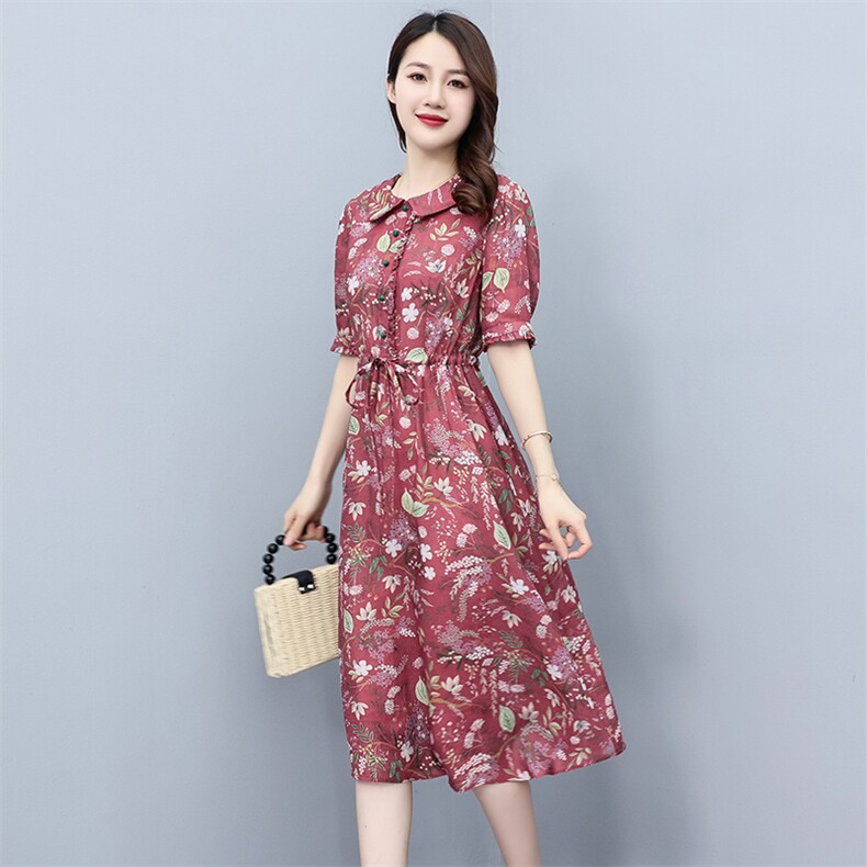 2023夏季新款时尚气质收腰显瘦休闲舒适复古连衣裙,女装连衣裙,独衣靓