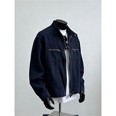 复古老钱风水洗帆布立领夹克男女春秋季休闲宽松高级感工装外套，男装夹克，星座302B