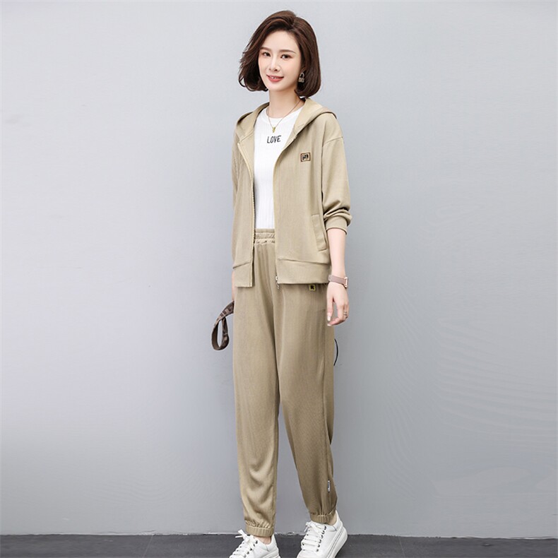 2023春季新款时尚休闲气质个性减龄休闲连帽套装,女装套装/套裙,独衣靓